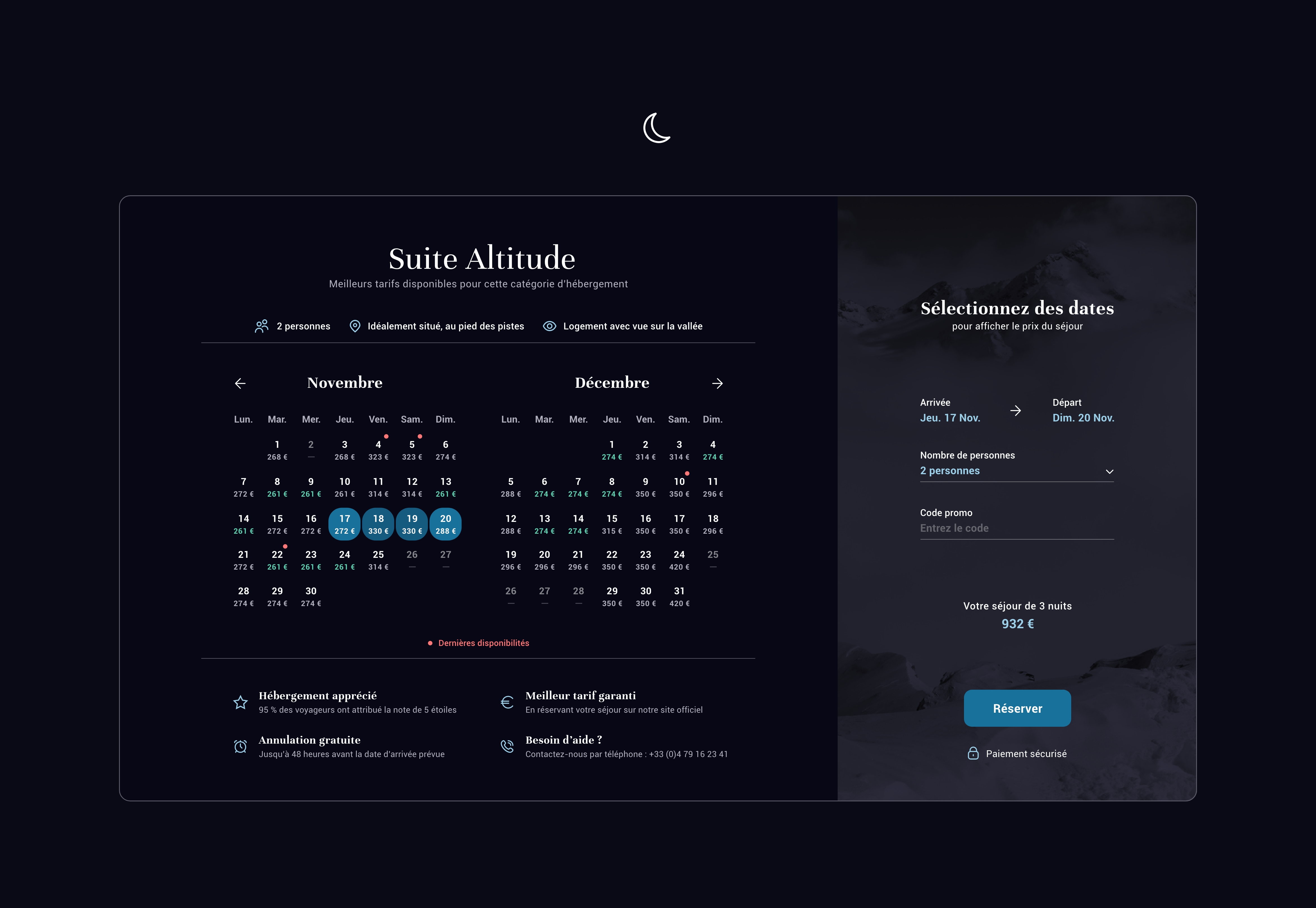 Interface Desktop dark mode